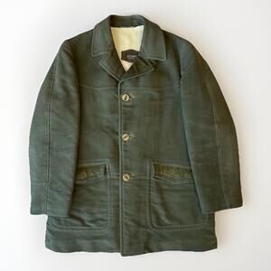 Vintage Cortefiel Coat 38 Green Made in Spain Fur Lined Heavy Outerwear New York